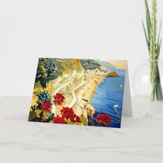 Vintage Amalfi Italy Europe Travel Holiday Card (Front)