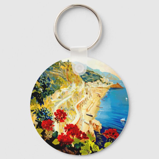Vintage Amalfi Italy Europe Travel Key Ring (Front)