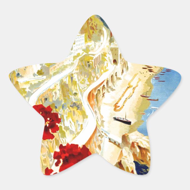 Vintage Amalfi Italy Europe Travel Star Sticker (Front)