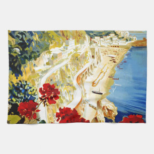 Vintage Amalfi Italy Europe Travel Tea Towel