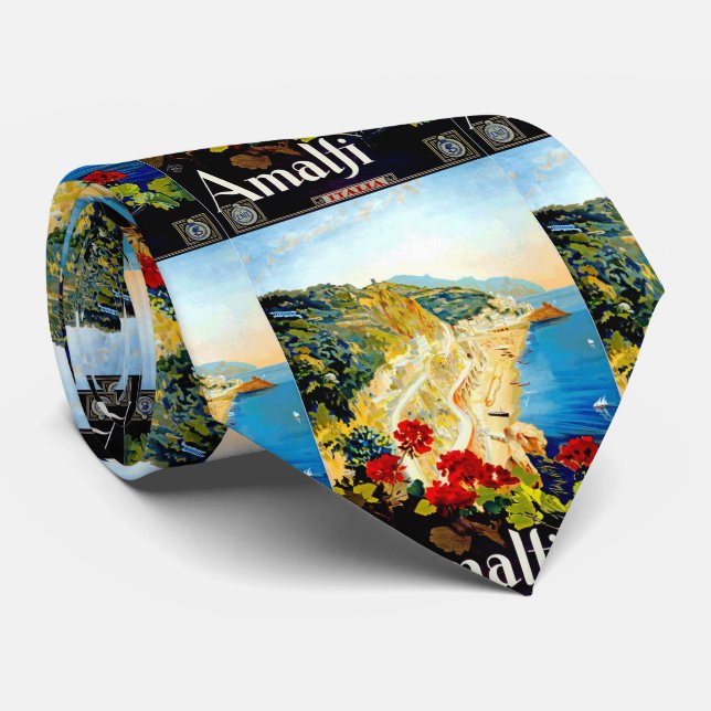 Vintage Amalfi Italy Europe Travel Tie (Rolled)
