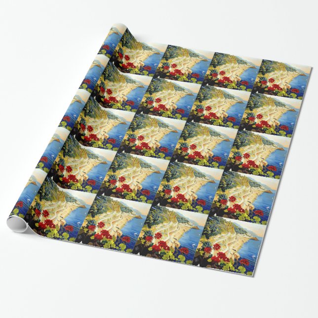 Vintage Amalfi Italy Europe Travel Wrapping Paper (Unrolled)