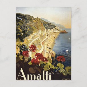 Vintage Amalfi Italy European Travel Advertisement Postcard