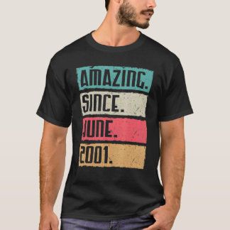 Vintage Amazing Since June 2001 Happy Birthday 21  T-Shirt