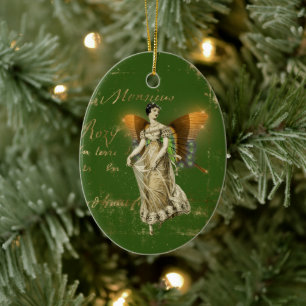 Vintage Amber Wing Fairy Ceramic Tree Decoration