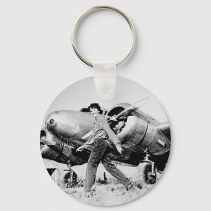 Vintage Amelia Earhart  Photo Key Ring