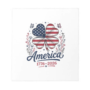 Vintage America 1776 2026 Patriotic Clover Shirt_1 Notepad
