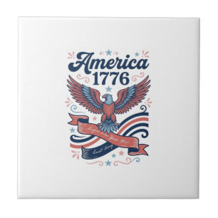 Vintage America 1776 Eagle Patriotic Shirt Design_ Tile