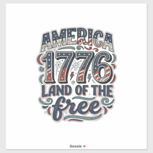 Vintage America 1776 Land of the Free Shirt Design
