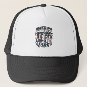 Vintage America 1776 Land of the Free Shirt Design Trucker Hat