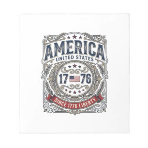 Vintage America 1776 Patriotic Liberty Notepad