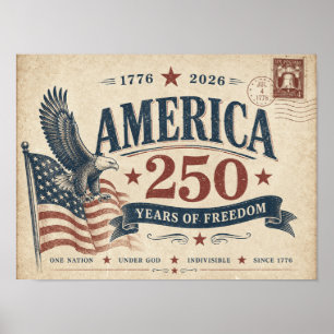 Vintage America 250 Years of Freedom Poster