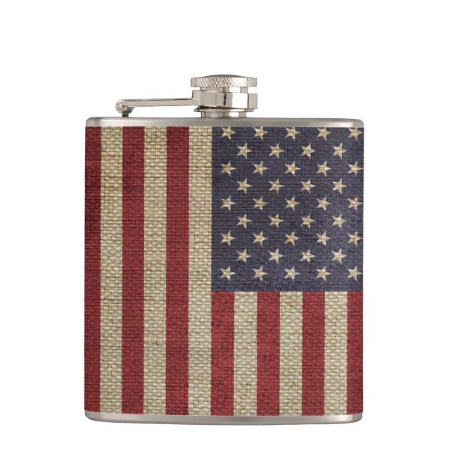 Vintage America Flag  Hip Flask (Front)