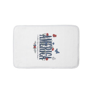 Vintage America Floral Butterfly Patriotic Shirt_1 Bath Mat