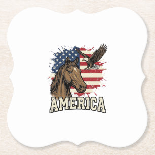 Vintage America Horse Eagle Patriotic Vector Desig Paper Coaster