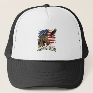 Vintage America Horse Eagle Patriotic Vector Desig Trucker Hat