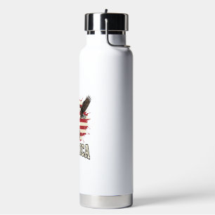 Vintage America Horse Eagle Patriotic Vector Desig Water Bottle