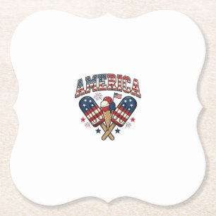 Vintage America Ice Cream Patriotic Shirt Design_1 Paper Coaster
