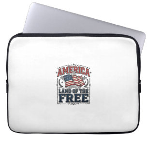 Vintage America Land Of The Free Patriotic Shirt ( Laptop Sleeve