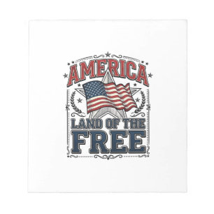 Vintage America Land Of The Free Patriotic Shirt ( Notepad