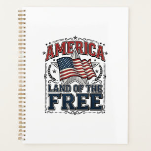 Vintage America Land Of The Free Patriotic Shirt ( Planner