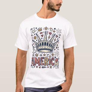 Vintage America Liberty Crown Patriotic Shirt Desi