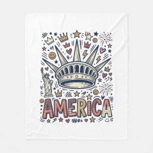 Vintage America Liberty Crown Patriotic Shirt Desi Fleece Blanket