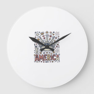 Vintage America Liberty Crown Patriotic Shirt Desi Large Clock