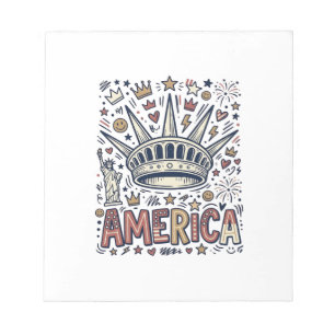 Vintage America Liberty Crown Patriotic Shirt Desi Notepad