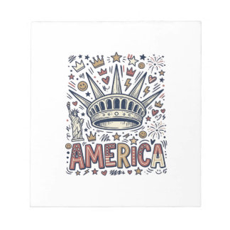 Vintage America Liberty Crown Patriotic Shirt Desi Notepad