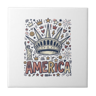Vintage America Liberty Crown Patriotic Shirt Desi Tile