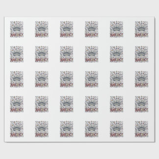 Vintage America Liberty Crown Patriotic Shirt Desi Wrapping Paper