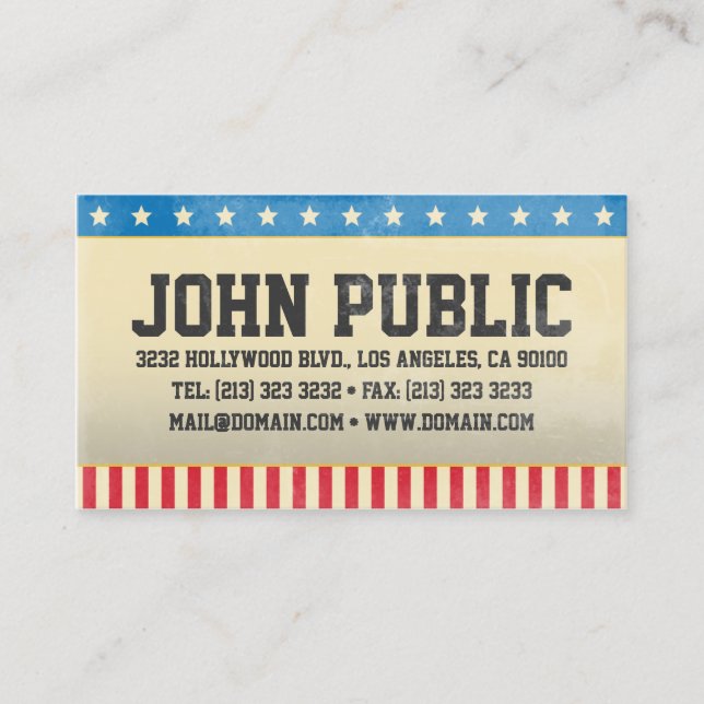 Vintage America Stars and Stripes Business Card (Front)
