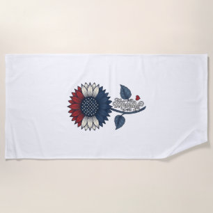 Vintage America Sunflower Patriotic Shirt Design ( Beach Towel