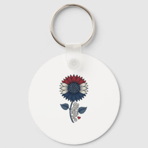 Vintage America Sunflower Patriotic Shirt Design ( Key Ring