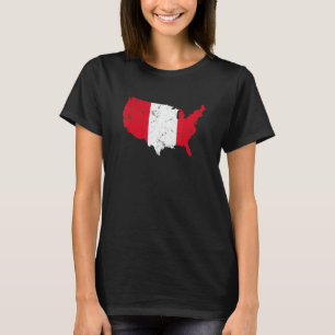 Vintage America With Peru Flag Peruvian Roots T-Shirt