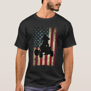 Vintage American ATV Quad Bike USA Flag Funny Spor T-Shirt