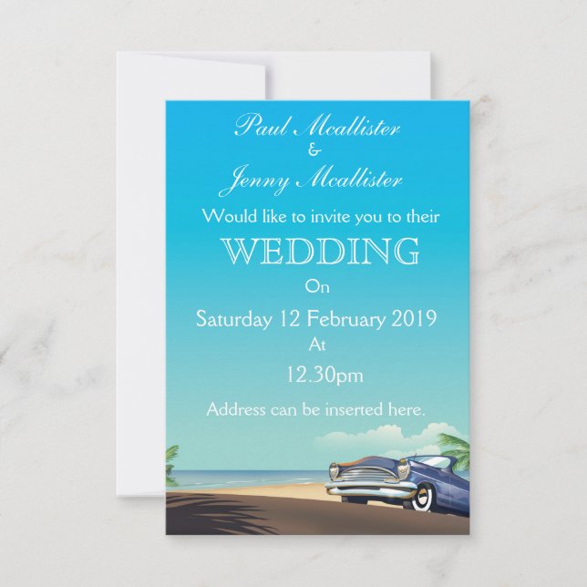 Vintage american Automobile Wedding Invite (Front)