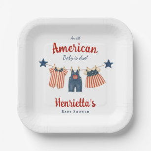 Vintage American Baby Clothes Red White Blue Paper Plate