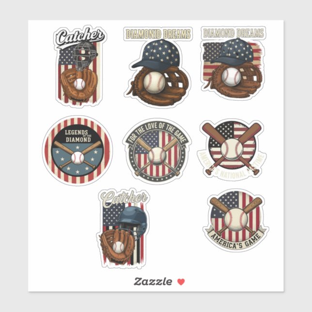 Vintage American Baseball Patriotic Pastime Sports (Sheet)