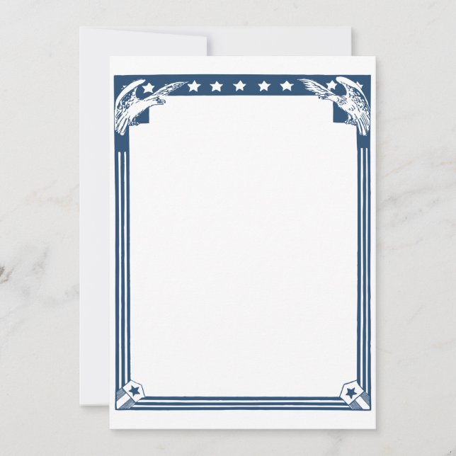 Vintage American Blue Stars Eagles Stationary Card (Front)