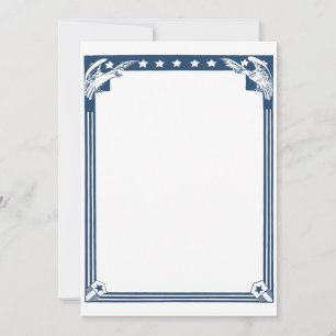 Vintage American Blue Stars Eagles Stationary Card