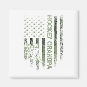 Vintage American Camo Flag Proud Hockey Grandpa Si Magnet
