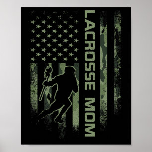 Vintage American Camo Flag Proud Lacrosse Mum Lax Poster