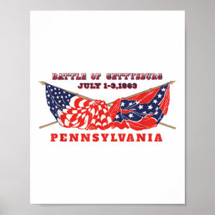 Vintage American Civil War Battle Of Gettysburg Pe Poster