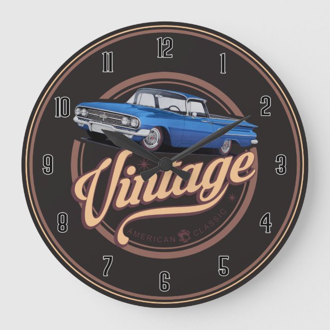 Vintage American Classic El Camino Large Clock (Front)