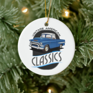 Vintage American Classic Trucks Ceramic Tree Decoration