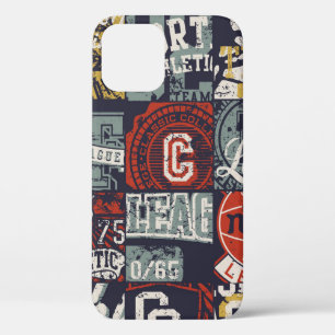 Vintage American college sporting badges patchwork iPhone 12 Case