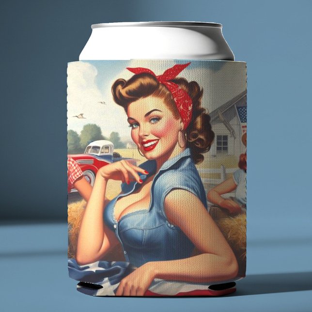 Vintage American Country Girl Can Cooler (Creator Uploaded)
