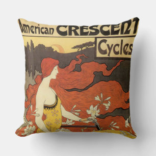 Vintage American Crescent Cycles Advertisement Cushion